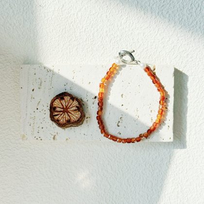 Garnet Sterling Silver Bracelet - Size S for 5.1-5.7 inch Wrist, Size M for 5.7-6.3 inch Wrist